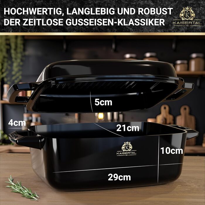 Емальована чавунна жаровня - чавунна каструля 6 л овальна, жароміцна - 7 кг жаровня з кришкою індукційна - каструля з кришкою, 28