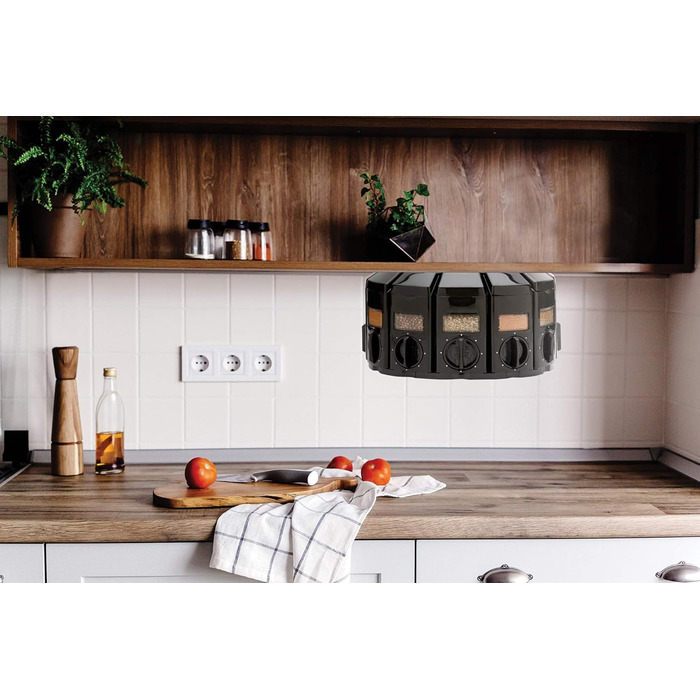 Поличка для спецій KitchenArt Carousel Select-A-Spice, 12 відділень, чорна, 22,2 x 22,2 x 15,2 см, Select-A-Spice Classic, чорний