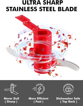 Подрібнювач цибулі Geedel, подрібнювач цибулі зі шківом, ручний подрібнювач овочів з лезами з нержавіючої сталі, мультиподрібнювач