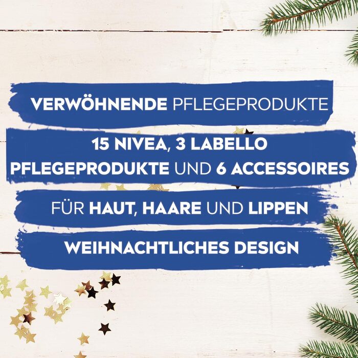 Різдвяний календар NIVEA 2025 24 дверцята з приємними сюрпризами, різдвяний календар із засобами догляду, набір засобів догляду на період Різдва, продукти NIVEA та Labello