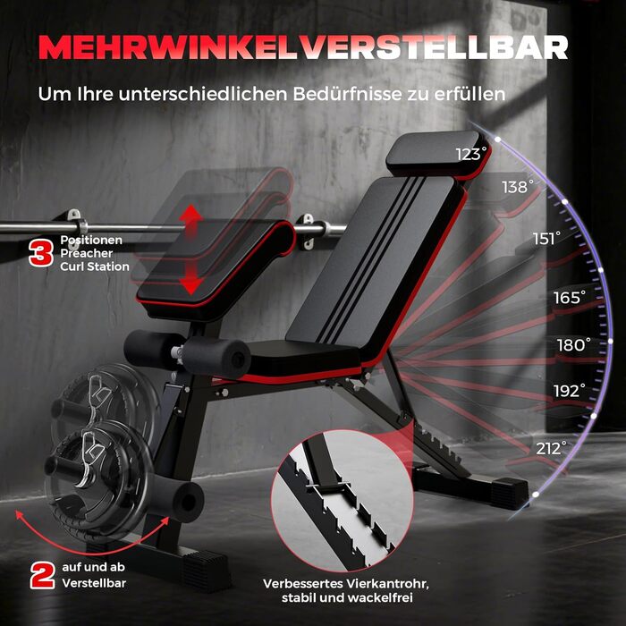 Складана лава для силових тренувань, багатофункціональна лава для фітнесу 8-в-1, вантажопідйомність 400 кг, лава для силових тренувань, регульована лава для домашнього спортзалу, тренування всього тіла, римська лава для силових тренувань, тренажер для спи