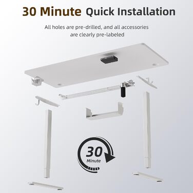 Стіл з регульованою висотою 140x70 см, швидка зарядка USB-A/Type C, електричний стіл з пам&39яттю нахилу та функцією відскоку (70119 см) 140x70 см білий