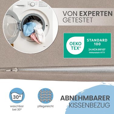 Багатофункціональна клиноподібна подушка ELONEO, подушка для спини, опора для колін, опора для ніг, підставка для ніг для дивана та софи, подушка для читання, розмір Ш55 x В56 x Д30,5 см, бежевий