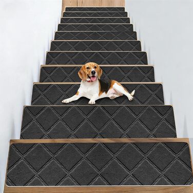 Килимки для сходів, 15 шт. , самоклеючі килимки для сходів для приміщень, 76 x 20 см, протиковзкий килимок для сходів, самоклеючий для дерев&39яних сходинок, безпечний килимок для сходів для дітей, людей похилого віку, домашніх тварин, темно-сірий B-темно
