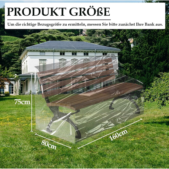 Захисний чохол для садової лавки Водонепроникний чохол для лавки Прозорий PE 160 * 80 * 75см Погодостійкий для захисту від дощу садових меблів