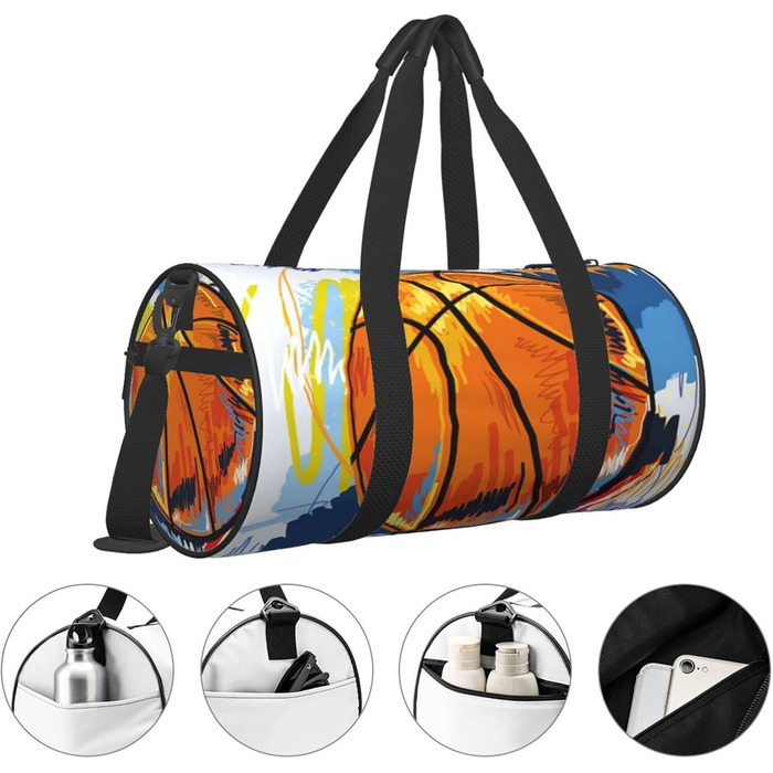 Дорожня сумка з малюнком стрекози, кругла, великої місткості, легка та міцна, чудовий подарунок для піших прогулянок, відпустки, ділових поїздок та іншого, баскетбольна, барвисте задоволення від малювання, універсальний розмір