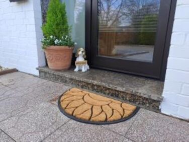 Килимок BaWoTec преміум-класу з кокосу, надзвичайно товстий, килимок для дверей, мотив полум&39я, напівкруглий