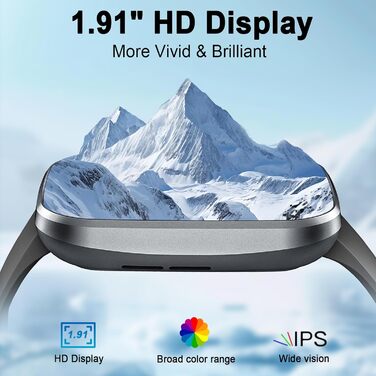 Розумний годинник для чоловіків та жінок, 1,91-дюймовий HD смарт-годинник із Bluetooth-дзвінками, фітнес-трекер, крокомір із понад 110 спортивними режимами, монітор сну, SpO2, серцевий ритм, водонепроникний фітнес-годинник IP68 для Android та iOS - насиче