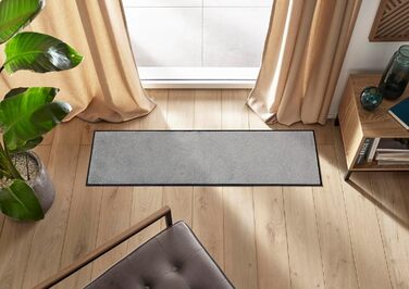Килимок для дверей WashDry, холодно-сірий 35x120 см, для використання всередині та зовні приміщень, можна прати, сірий 35 x 120 см (прямокутний) Сірий