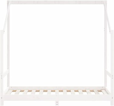 Дитяче ліжко, біле, 80x160 см, виготовлене з масиву сосни з міцним каркасом та повітропроникними фанерними ламелями для гарної підтримки - , 165,5 x 85,5 x 158 см, біле