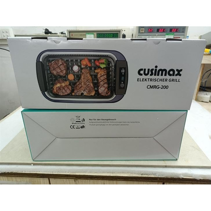 Електричний гриль CUSIMAX 1500 Вт Настільний гриль електричний з кришкою для внутрішнього та зовнішнього використання, електричний гриль з регульованою температурою, знімний піддон для крапель масла та пластина для гриля, чорний