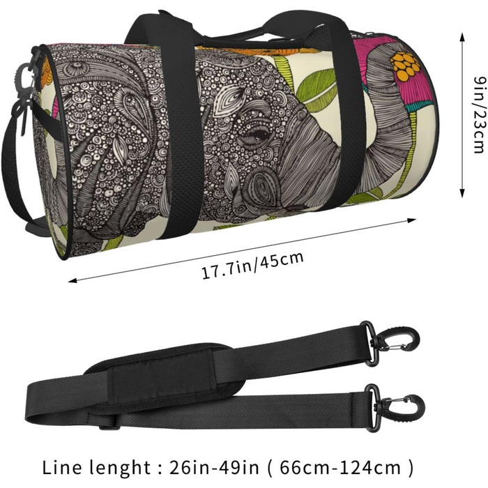 Дорожня сумка-циліндр з квітковим слоном, спортивна сумка для чоловіків та жінок, сумка-мішок, спортивна сумка