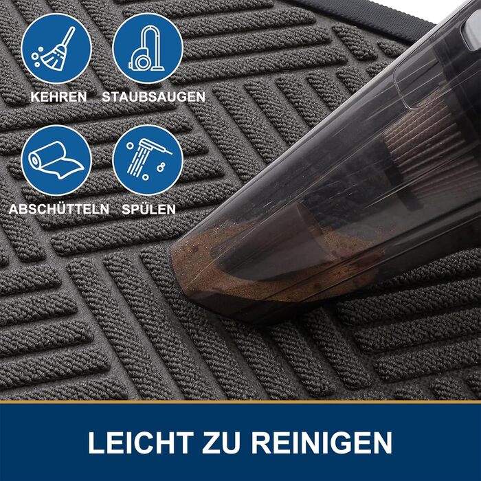 Килимок для вулиці 60 x 90 см, силіконовий брудозатримуючий килимок для використання всередині та зовні приміщень - нековзний, пилонепроникний та миється, всепогодний килимок для вхідних дверей, входу, балкону - темно-сірий 60 x 90 см (прямокутний)