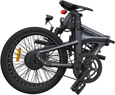 Електровелосипеди, Безщітковий двигун BAFANG, Складаний електровелосипед, Ремінний привід, Перемикання двох режимів, 20-дюймовий електровелосипед, 2/3 швидкості, ADO Smart App, 2,4-дюймовий IPS-дисплей, Жіночий/Чоловічий електровелосипед сірого кольору Ai