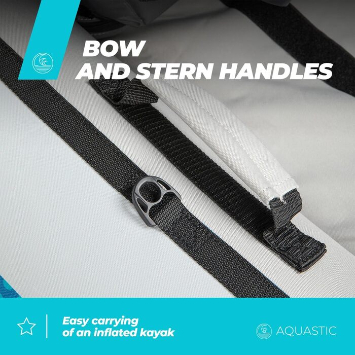 Надувний каяк AQUASTIC Kayak Dolph 11&390&39 для 2 осіб з двома сидіннями, надувним стабілізатором та захисним чохлом 335x96 см. Ідеально підходить для рафтингу та екскурсій. Міцний ПВХ-матеріал.