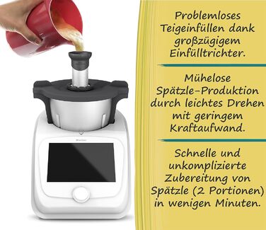 Насадка mixle Sptzle V2, ПОКРАЩЕНА ВЕРСІЯ, сумісна з Monsieur Cuisine Smart, Connect & Trend, аксесуари, машина для шпецле, виготовлена з нержавіючої сталі, дуже велика лійка для наповнення