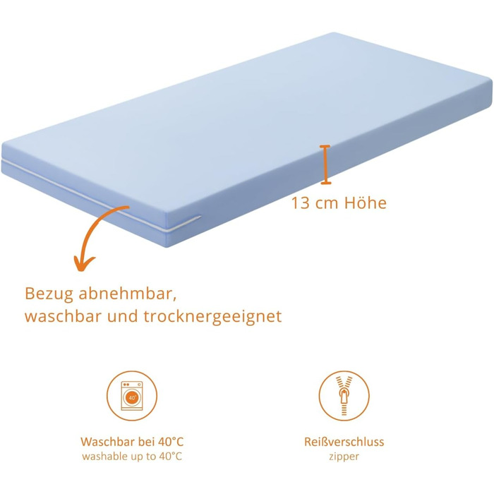 Матрац Sleepling 90x200 Basic 20, комфортний пінопластовий матрац, згортається в рулон, рівень жорсткості 2, виготовлено в ЄС, можна прати при 40 градусах, стандарт Oeko-Tex 100 90 x 200 см - h2