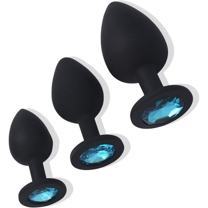 Набір анальних пробок ZYQMEL, силікон, синій, 3 шт.