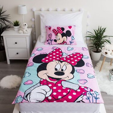 Комплект дитячої постільної білизни Disney Minnie Mouse Pink 100x135 ковдра 40x60 см подушка, 100 бавовна на блискавці