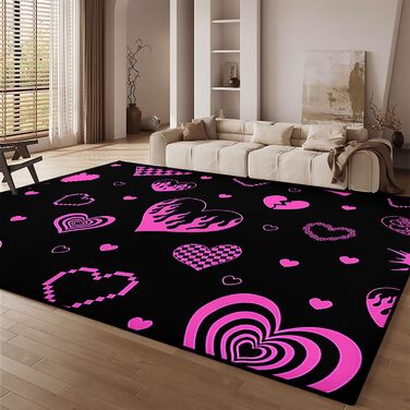 Килим HOSIMA з різноманітними фіолетовими сердечками, м&39який, нековзка основа, короткі килимки для дитячої кімнати, кухні, спальні, нековзний килимок для підлоги, короткий ворс, пухнастий килимок (150 * 200) Love 150*200