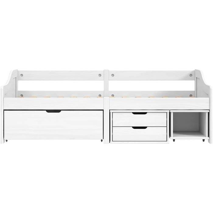 Дитяче ліжко Festnight з 3 шухлядами, ліжко з місцем для зберігання, дитяче ліжко Senta, молодіжне ліжко, ліжко 90x200, сосна натуральна, кушетка, гостьове ліжко, односпальне ліжко з шухлядами, функціональне ліжко, двоярусне ліжко, білий колір 90x200 см, 