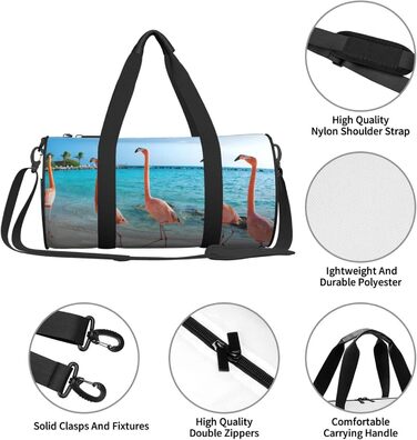 Спортивна сумка, дорожня сумка, пляжна сумка, з принтом фламінго, сумка для ночівлі, чорна, універсальний розмір, сумка для подорожей