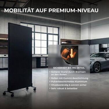 Інфрачервоний обігрівач BR Bringer, окремостоячий пристрій - 1000 Вт - Енергозберігаючий - Мобільний електричний обігрівач на ніжках на колесах - Сертифіковано TV та GS - Німецький бренд якості (чорний) Чорний 1000 Вт