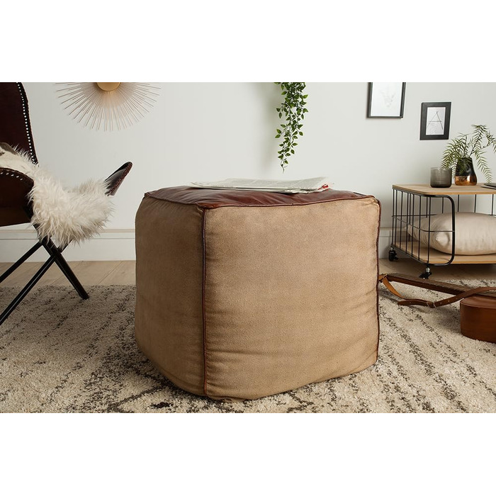 ІНТЕР&39ЄР Ретро Мустанг 53 см шкіряний чохол з лляним пуфом-кубом