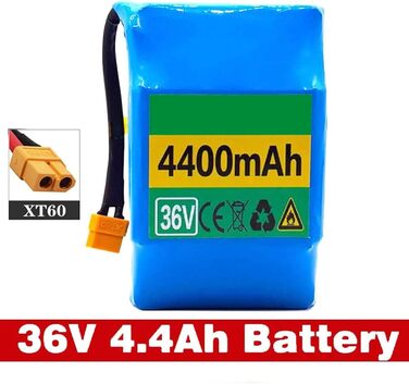 Запасний літієвий акумулятор для ховерборда 36V 4400mAh, 36V 10S2P для електричного велосипеда, високоємний довговічний акумулятор для електричних велосипедних ховербордів з роз&39ємом XT60 36V 4.4Ah