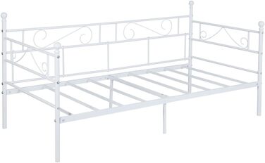 Каркас ліжка-кушетки 90x200 см, металеве водонепроникне сімейне ліжко, гостьове ліжко, металеве ліжко, дитяче ліжко, односпальне ліжко, диван-ліжко, підходить для спальні-вітальні, білий колір 90 x 200 см