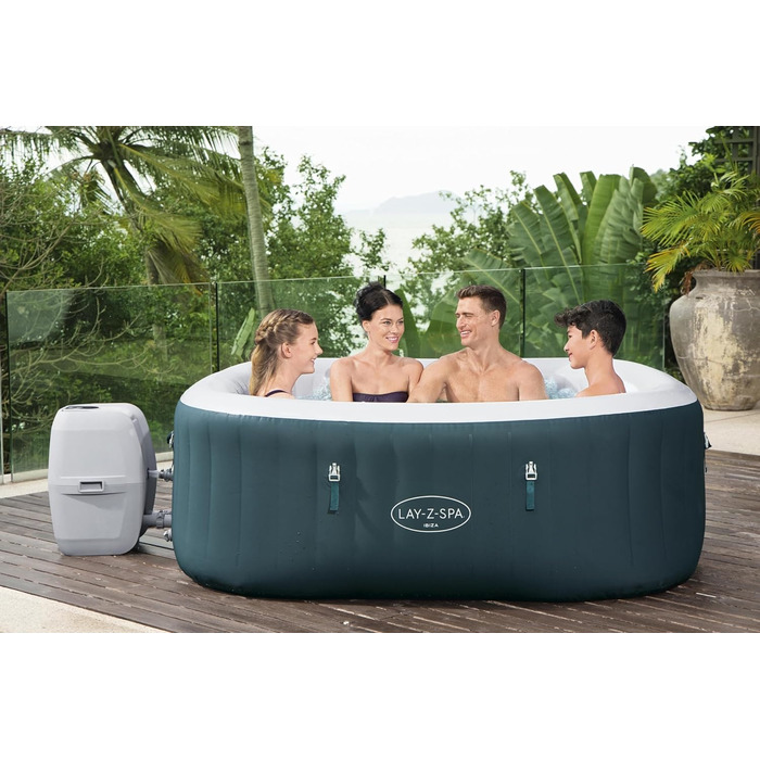 Гідромасажна ванна Bestway LAY-Z-SPA Ibiza AirJet, 180 x 180 x 66 см, 4-6 осіб, кутова, бензиново-блакитна одномісна