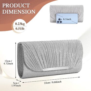 Жіноча вечірня сумка-клатч UBaymax сріблястого кольору, блискуча вечірня сумка на ланцюжку, модна сумочка, елегантна сумка-конверт через плече для новорічного балу, весілля, вечірки та весілля 03-сріблястий