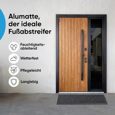 Килимок для вулиці з алюмінієвою рамкою, чорний, 50x80 см - Килимок для вулиці, килимок для ніг, скребок для взуття з поліпропіленовими волокнами - Всепогодний для вулиці 80 x 50 см (прямокутний) чорний