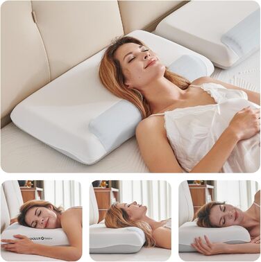 Ергономічна подушка з піни з ефектом пам&39яті 2 висоти (10/11,5 см) - подушка для підтримки шиї для сну на боці та на спині, сертифікована CertiPUR-US та Oeko-TEX 100, з наволочкою, яку можна прати