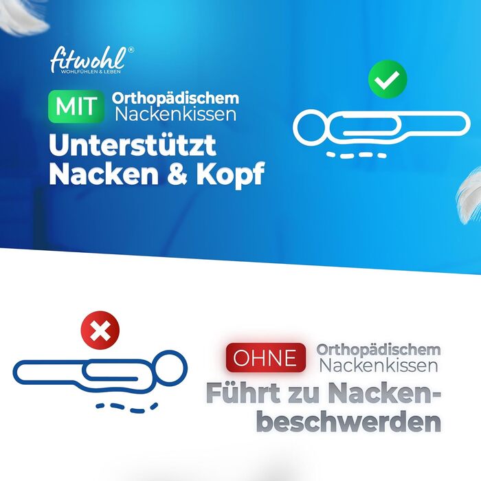 Ортопедична подушка - Подушка з піни з ефектом пам&39яті - Подушка для підтримки шиї - Ергономічна подушка для шиї - Від болю в шиї - Подушка для сну на боці, біла