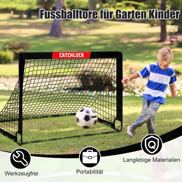 Набір дитячих футбольних воріт, 2 шт., садові футбольні ворота, вуличні футбольні ворота з сумкою для перенесення, чорні - 120x90x90