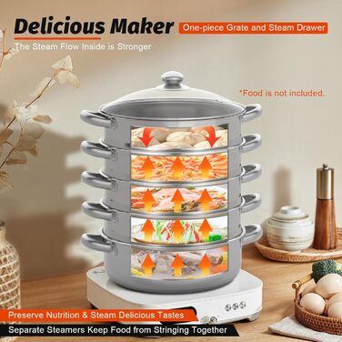 Пароварка, каструля для пароварки Шарувата пароварка скороварка скороварка скороварка з нержавіючої сталі (5-шарова 30см)