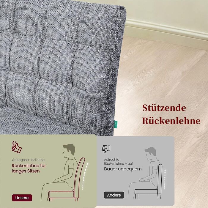 Лавка DUBI Furniture Clara 160 см з пружинною оббивкою Сучасна обідня лавка світло-сірого кольору М&39яка кухонна лавка з оббивкою 15 см та чорно-сірими металевими ніжками 160 см