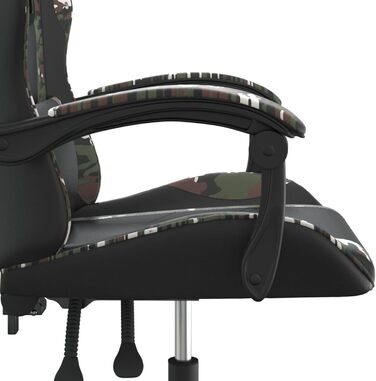 Геймерське крісло з регульованою спинкою та подушкою для підтримки голови/попереку - штучна шкіра чорного/камуфляжного кольору - 57,5 x 59,5 x (121-131) см Модель 349578