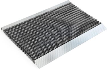 Килимок для дверей KARAT для приміщень та вулиці - Килимок для дверей з високопродуктивними щітками - Вхідний килимок - Килимок для бруду, скребок для взуття, килимок для дверей (50 x 80 см, професійна щітка - сірий) Професійна щітка - сірий 50 x 80 см