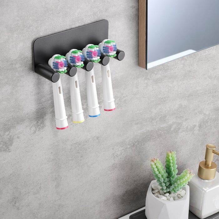 Тримач зубної щітки OETAMS Настінний тримач електричної зубної щітки Без свердління Тримач головки щітки Тримач зубної щітки з нержавіючої сталі Самоклеючий тримач головки зубної щітки чорний