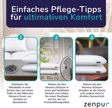 Ортопедична подушка для шиї ZenPur 40x60-13 см Подушка для голови з піни з ефектом пам&39яті - ергономічна подушка для сну для шиї та плечей, сертифікована Oeko-TEX, бежева 40 x 60 x 13 см