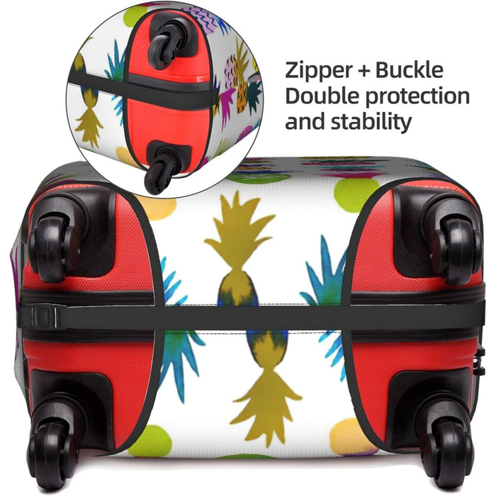 Чохол для валізи BREAUX з яскравим принтом ананасів, унікальний двосторонній дизайн, білий колір, розмір XL