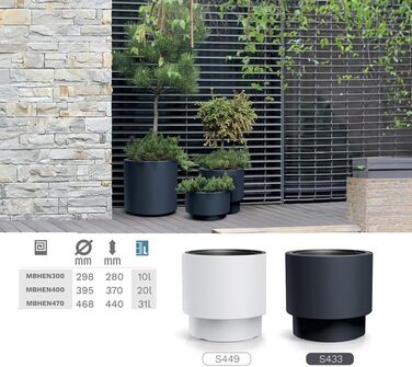 Великий вуличний горщик для квітів - Квітковий горщик із вставкою, Пластиковий квітковий горщик, Великий вуличний квітковий горщик, Горщик для квітів, для саду та балкону (MDBHEN, 30 см Антрацит) 30 см Антрацит Mdbhen
