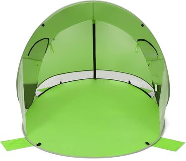 Пляжний намет GYMAX Pop-Up для 3-4 осіб, автоматичний пляжний намет із захистом від ультрафіолету 50, розкладний намет із дверима на блискавці та вентиляційним вікном, у комплекті сумка для перенесення, для кемпінгу на пляжі, зелений