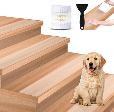 Килимки для сходів, протиковзкий килимок, 15 шт. , прозорі, самоклеючі, протиковзкі сходові планки з ковпачком, 15x80 см, нековзна клейка стрічка для дерев&39яних сходів та підлоги для внутрішнього використання
