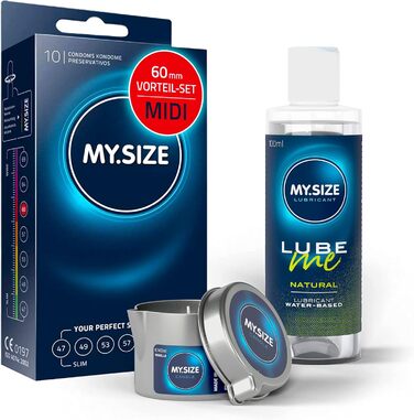 Набір MY.SIZE, 60mm, презервативи, лубрикант, масажна свічка, 12 шт