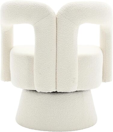 Обертові на 360 градусів акцентні крісла у формі бочки, круглі крісла з широкою оббивкою, крісло з плюшевої тканини для вітальні, спальні, офісу, зали очікування (бежевий)