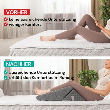 Подушка для читання Vitapur 3-в-1 - Ергономічна спинка з регульованими підлокітниками та знімною подушкою для шиї - Для ліжка, дивана та крісла - Дихаюча чохол - Сірий 54,5 x 33 x 55 см