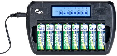Зарядний пристрій tka Kbele Akkutechnik зарядний пристрій для 8 батарейок типу AA(A), РК-дисплей та контроль окремих слотів (зарядний пристрій, швидкий зарядний пристрій, універсальний)